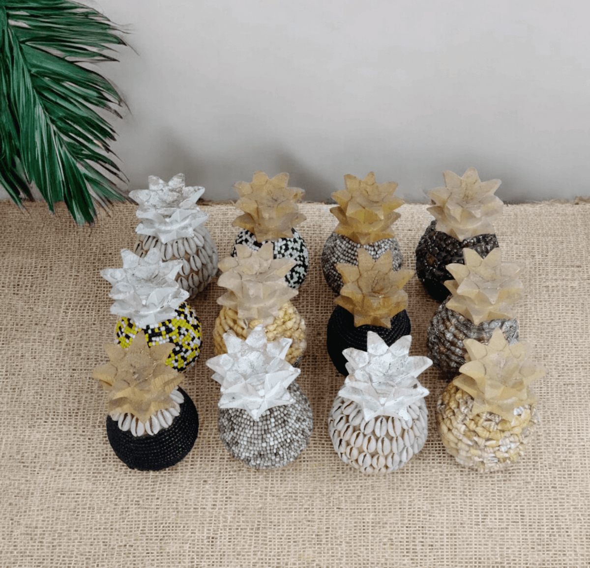 ananas decoratif en bois perles et coquillages de Bali