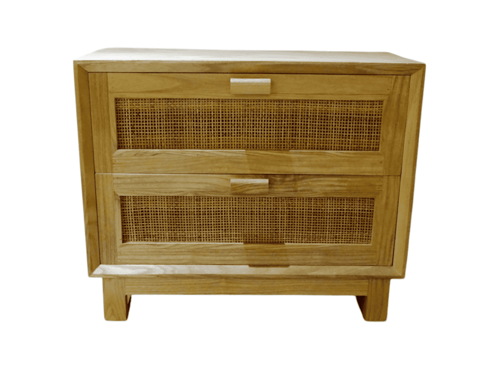 Commode d'appoint en bois et rotin de Bali