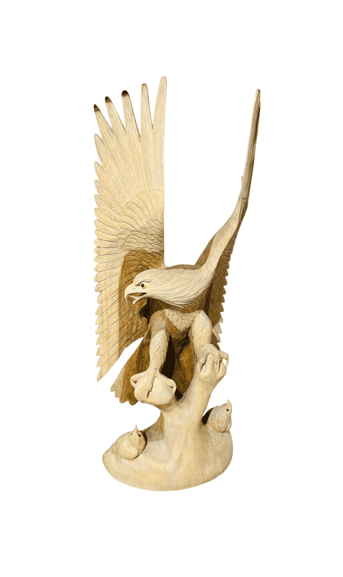 statue aigle en bois de suar